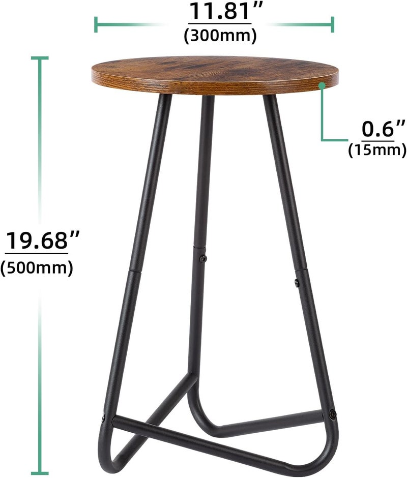 HDANI 50 cm Round Plant Stand, Flower Stand, Set of 2, Plant Shelf Made of Wood and Metal, Modern Shelf for Indoor Plants for Living Room, Balcony and Office, Black Rustic Brown - Image 2