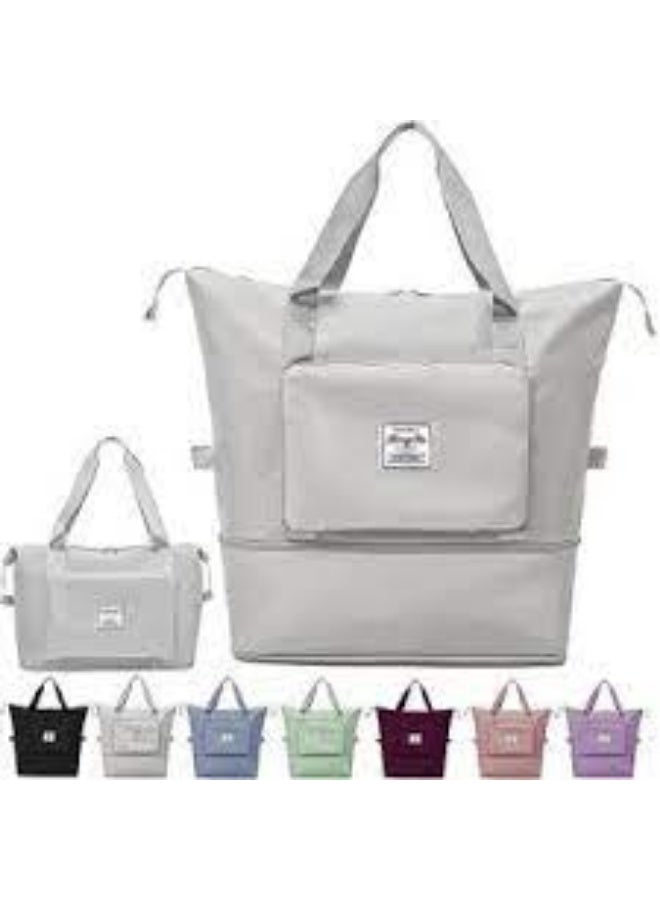 Large capacity expandable foldable travel bag, gray color - Image 1