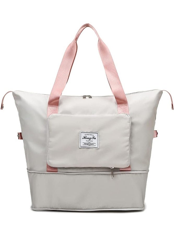 Large capacity expandable foldable travel bag, gray color - Image 3