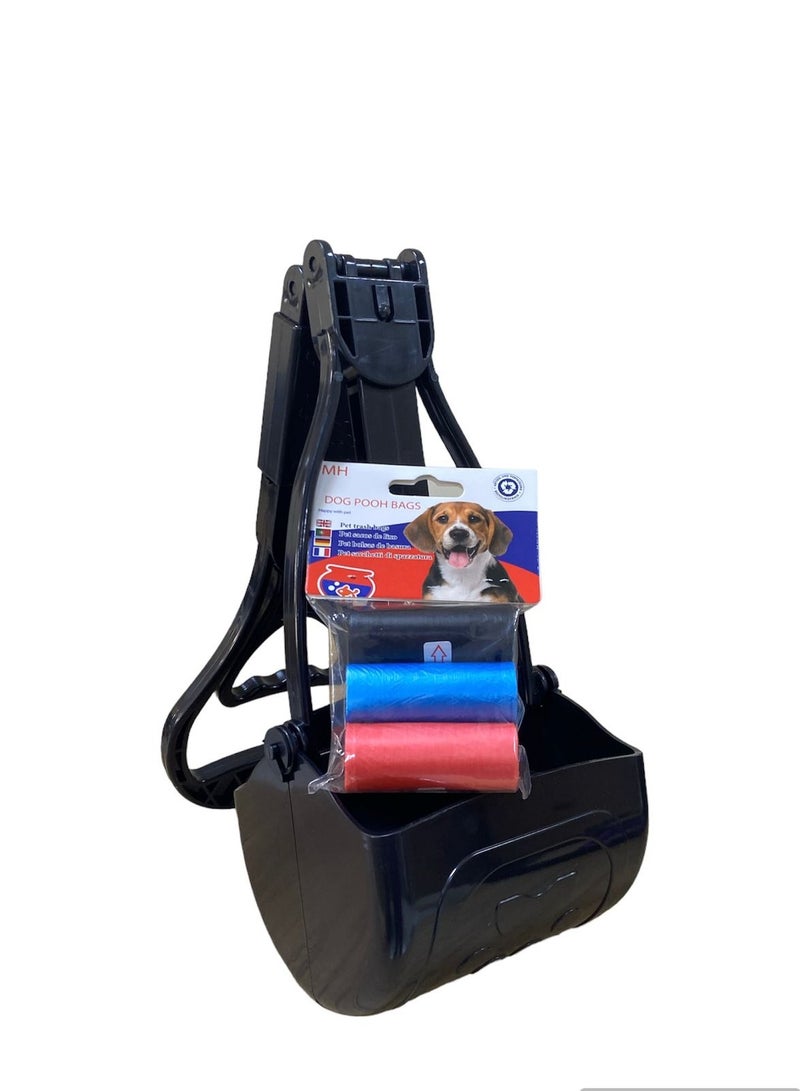 HAPPY PUSS Foldable pet waste scoop, outdoor durable cleaning tool; Clean and pick up your pet waste. Portable picker including 3 rolls of pet trash bags- for cats and dogs,blue color - Image 3