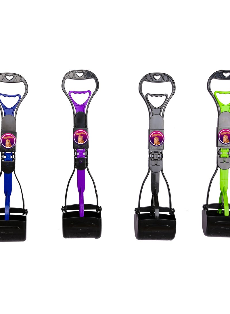 HAPPY PUSS Foldable pet waste scoop, outdoor durable cleaning tool; Clean and pick up your pet waste. Portable picker including 3 rolls of pet trash bags- for cats and dogs,blue color - Image 2