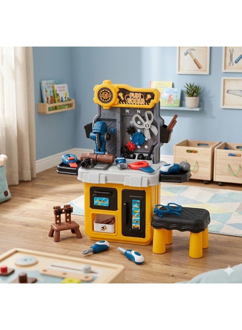 Carpenter Tool Table Toy 59 Pieces for Kids – Educational Repair & Building Workshop - Image 1