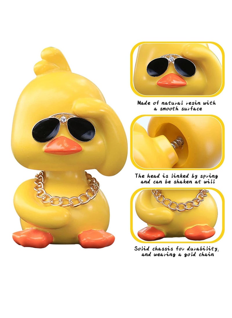 Bukela Dashboard Decorations Duck, Cute Yellow Duck Toy Car Ornaments Cool Duck Car Dashboard Decorations Shaking Head Doll, Wave Left-yellow  - Image 2
