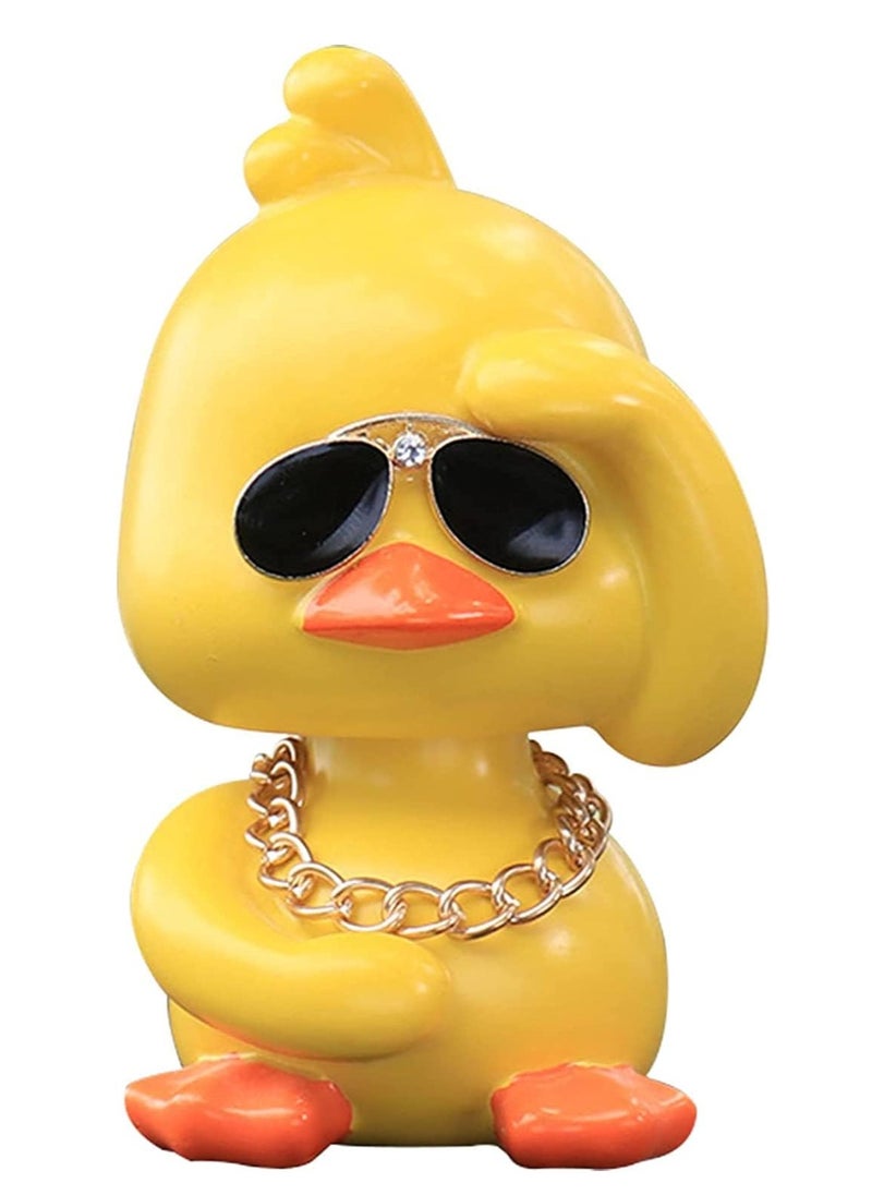 Bukela Dashboard Decorations Duck, Cute Yellow Duck Toy Car Ornaments Cool Duck Car Dashboard Decorations Shaking Head Doll, Wave Left-yellow  - Image 1