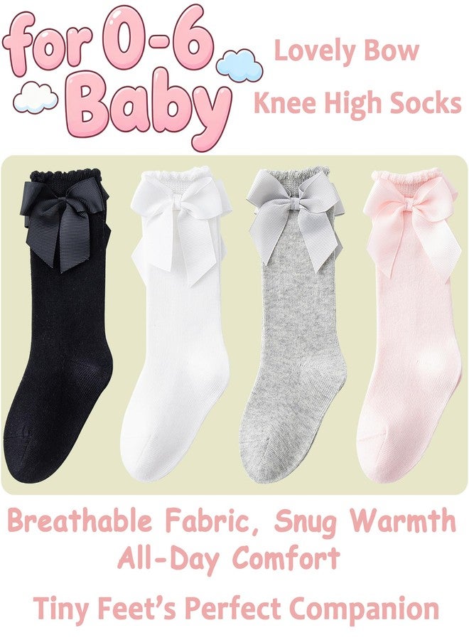hakugoo Baby Knee High Socks Toddler Cotton Long Socks,Stockings with Bow Ruffle Tube Sock for 2-4T(White,2Pairs) - Image 4