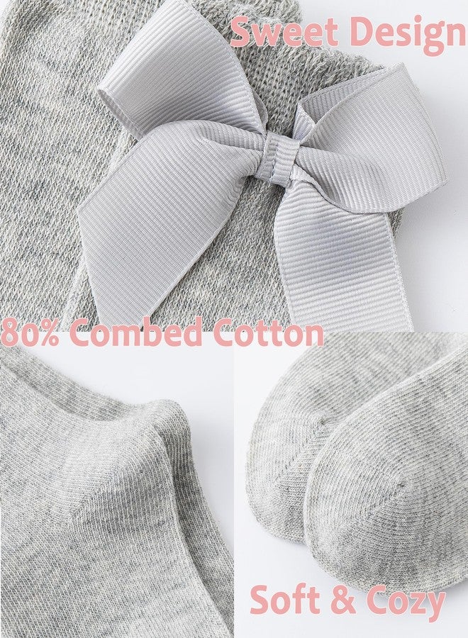 hakugoo Baby Knee High Socks Toddler Cotton Long Socks,Stockings with Bow Ruffle Tube Sock for 2-4T(White,2Pairs) - Image 3