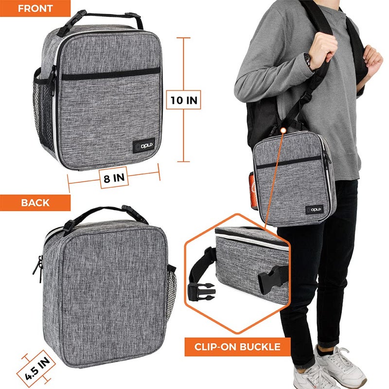 opux Premium Insulated Lunch Box, Soft School Lunch Bag for Kids Boys Girls, Leakproof Small Lunch Pail Men Women Work, Reusable Compact Cooler Tote Lunchbox for Office Adult, Light Grey - Image 3