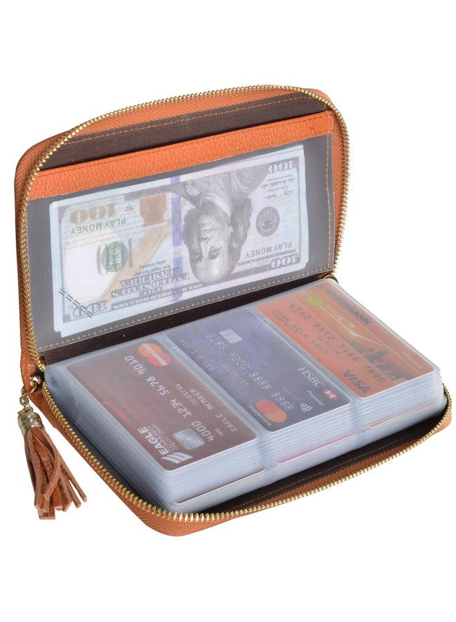 إيزي يو لايف محفظة نسائية من الجلد بسحاب لحمل بطاقات الائتمان مزودة بخاصية حجب تحديد الهوية بموجات الراديو (بني) - Image 1