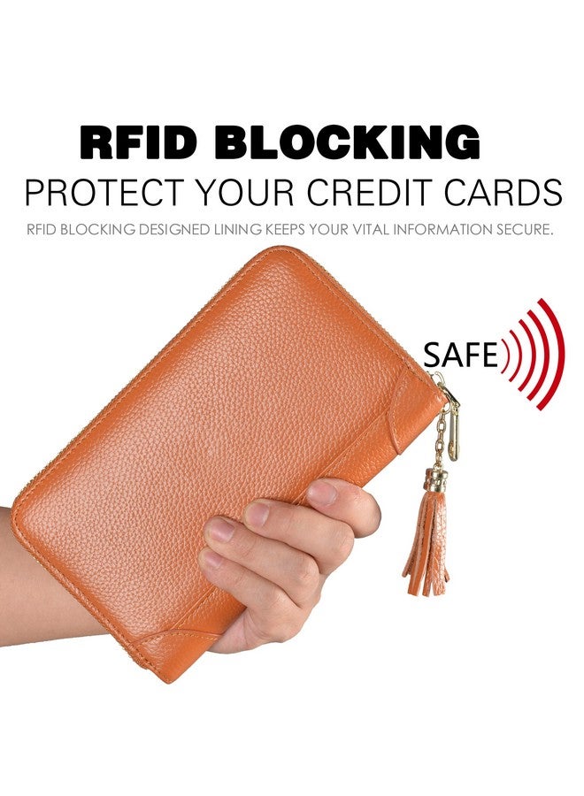 إيزي يو لايف محفظة نسائية من الجلد بسحاب لحمل بطاقات الائتمان مزودة بخاصية حجب تحديد الهوية بموجات الراديو (بني) - Image 4
