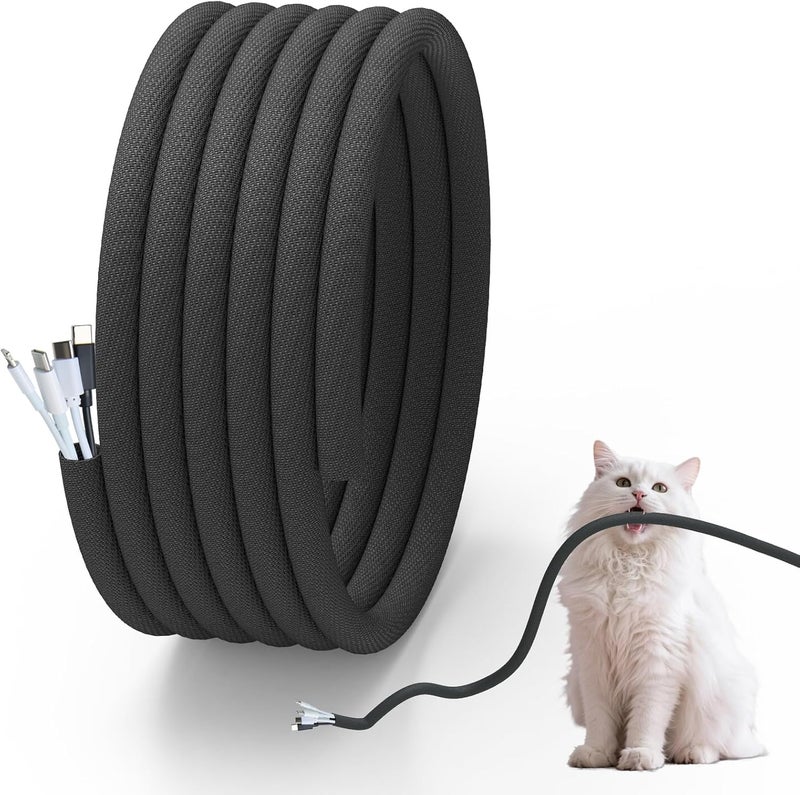 Cacovedo Cord Protector Wire Loom Tubing Cable Sleeve Split Sleeving Protect Wires from Rabbits, Cats and Other Pets (20Ft) - Image 1