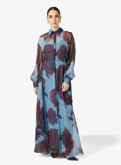 chinese dress ladies Nouveau Floral Long Sleeve Maxi Dress | Cammeli main image 1