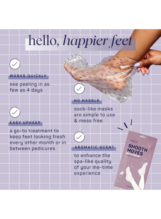 SpaLife SpaLife Beauty Smooth Moves Peeling Foot Masks for Callus Removal – Foot Peel for Dry, Cracked Feet – Made with Natural Fruit Acids AHAs, Honey, Aloe, & Eucalyptus for Softer, Smoother Feet – 8 Pack  - Image 4