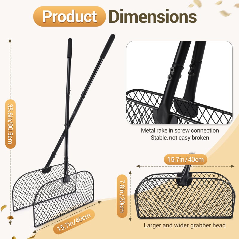 CAROD Leaf Grabber Rake with Long Handle, Lightweight Metal Leaves Rakes, Leaf Collector for Gardening, Leaf and Grass Picker Upper, Efficient and Labor-Saving Yard Rake Leaf Grabber No Bending Over - Image 2