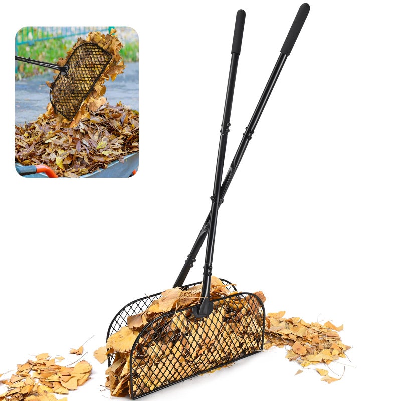 CAROD Leaf Grabber Rake with Long Handle, Lightweight Metal Leaves Rakes, Leaf Collector for Gardening, Leaf and Grass Picker Upper, Efficient and Labor-Saving Yard Rake Leaf Grabber No Bending Over - Image 1