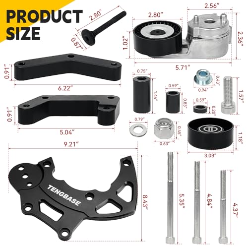 TENGBASE LS R4 AC Compressor Bracket Kit - High Mount Bracket for Chevrolet GMC SUV Truck Engines - LSX LS2 LS3 LS6 A/C Vortec - Triangles - Image 5