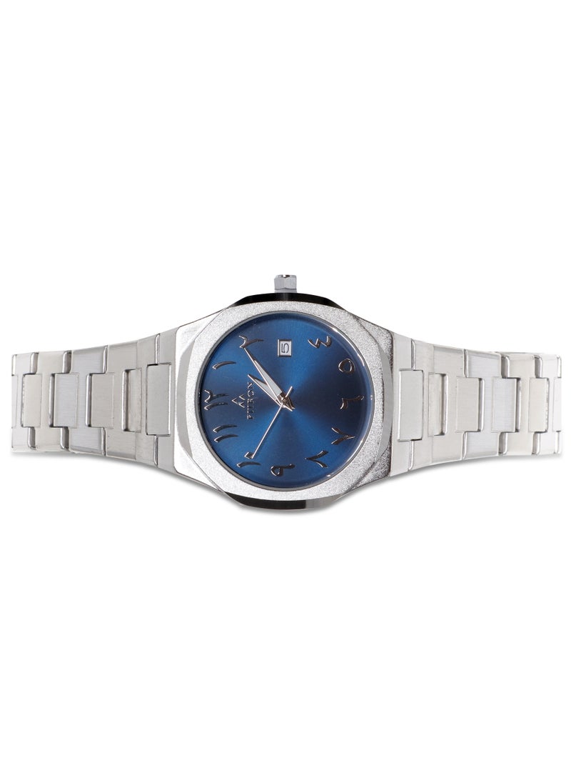 Fitron Fitron Men's Wrist Silver  Watch with Date and Blue Dial with Arabic Numbers  - Image 2