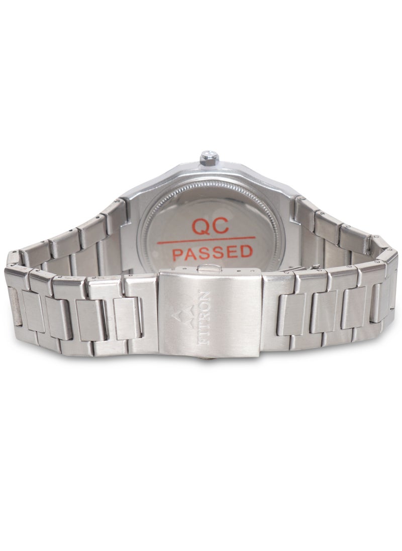 Fitron Fitron Men's Wrist Silver  Watch with Date and Blue Dial with Arabic Numbers  - Image 3