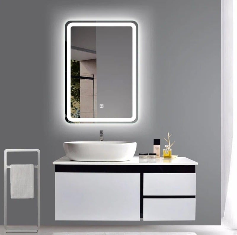 Quality Glass Bathroom LED Mirror with Touch Sensor, 3 Light Effects, Glass, Wall Mount Rectangular, Led-411 (12 X 18 Inch) - Image 1