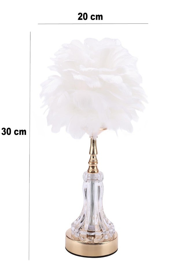 HOME ELEMENTS Modern Feather Table Lamp, Night Lamp for Bedroom Living Room Decor Home Decor Warm Light Classic Bedside Desk Lamp, Study Lamps, with 2 Way LED (No Bulb Required) (White) - Image 4