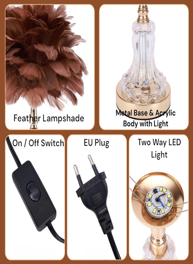 HOME ELEMENTS Modern Feather Table Lamp, Night Lamp for Bedroom Living Room Decor Home Decor Warm Light Classic Bedside Desk Lamp, Study Lamps, with 2 Way LED (No Bulb Required) (White) - Image 5