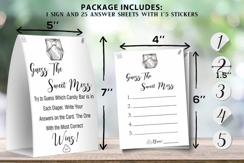 Pazag The Sweet Mess - Baby Shower Games The Sweet Name That Poo, Dirty Diaper game - gs006B - Image 4