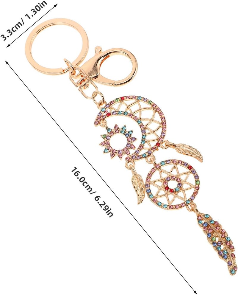 Mini Dreamcatcher Keychain - Rhinestone Bohemian Purse Charm - Bling Car Accessories for Women - Moon Star Themed Lucky Key Ring - Boho Pendant - Image 5