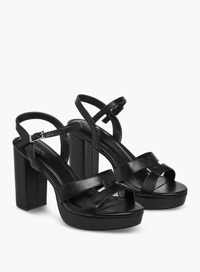Celeste Women's Strappy Sandals with Buckle Closure and Block Heels