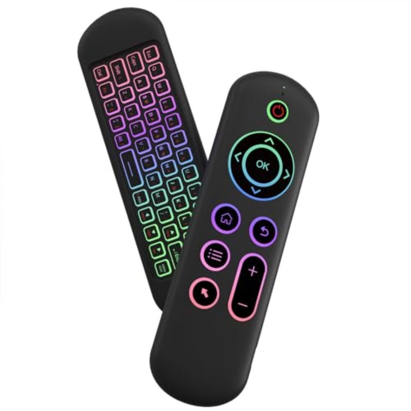 Air Mouse Remote Control Mouse Wireless Mini Keyboard 2.4G and BT5.2 Motion Sensing Backlit Rechargeable Compatible with Android TV Box/PC/Smart TV/Projector/All-in-one PC/MAC Black - Image 1