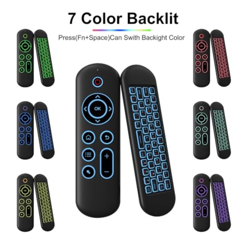 Air Mouse Remote Control Mouse Wireless Mini Keyboard 2.4G and BT5.2 Motion Sensing Backlit Rechargeable Compatible with Android TV Box/PC/Smart TV/Projector/All-in-one PC/MAC Black - Image 4