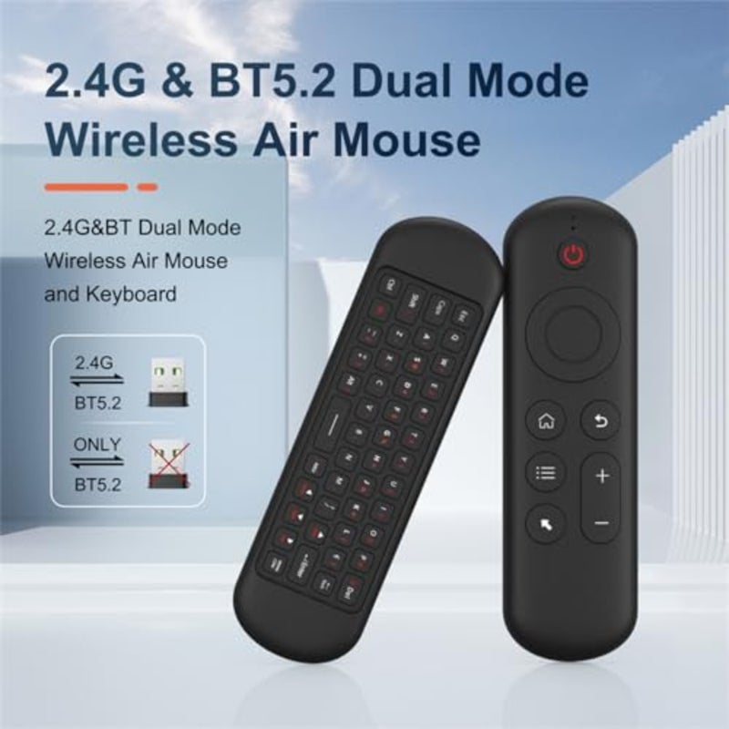 Air Mouse Remote Control Mouse Wireless Mini Keyboard 2.4G and BT5.2 Motion Sensing Backlit Rechargeable Compatible with Android TV Box/PC/Smart TV/Projector/All-in-one PC/MAC Black - Image 2
