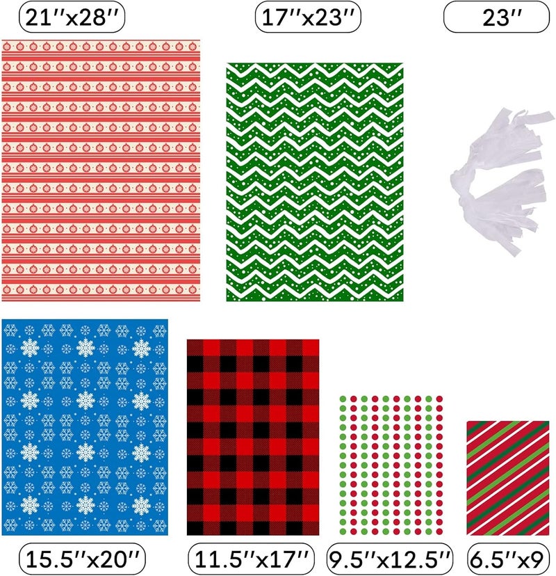 VIMUSFUN Christmas Gift Bags, 34pcs Assorted Sizes With Ribbon Ties&Tags, Xmas Favor Goody Reusable Plastic Holiday Gift Bag Bulk Jumbo/Extra Large/Medium - Image 2