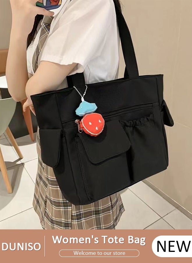 DUNISO حقيبة كتف نسائية من القماش حقيبة يد للنساء ذات سعة كبيرة حقيبة دلو عصرية للسفر حقيبة كتف للنساء والفتيات وطلاب الجامعات - Image 1