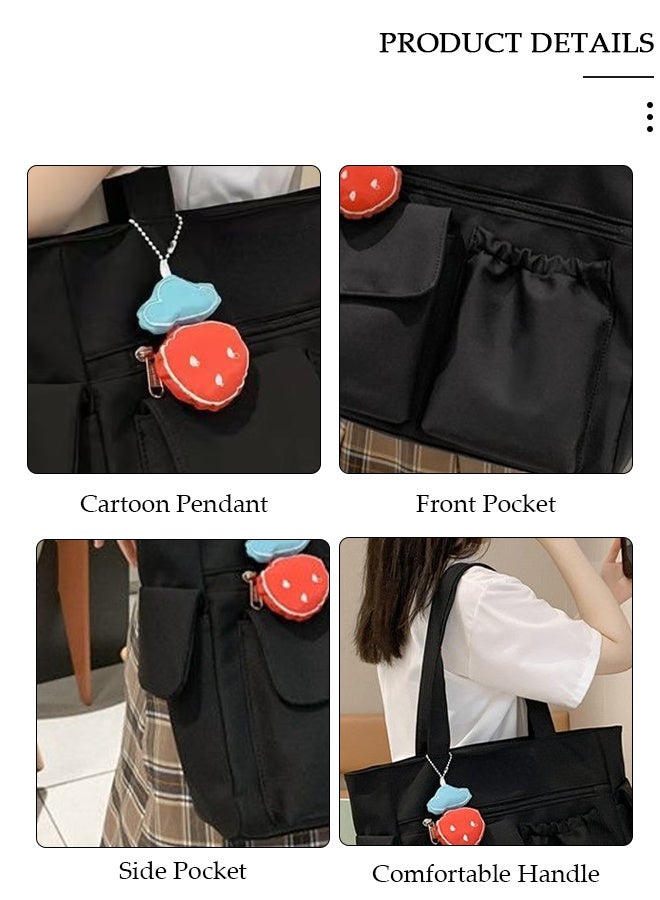 DUNISO حقيبة كتف نسائية من القماش حقيبة يد للنساء ذات سعة كبيرة حقيبة دلو عصرية للسفر حقيبة كتف للنساء والفتيات وطلاب الجامعات - Image 2