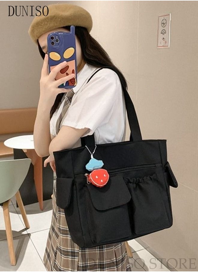 DUNISO - Women's Shoulder Tote Bag Canvas Handbag For Women Large Capacity Bucket Bag Fashionable Travel Messenger Shoulder Bag for Ladies Girls College Students - Image 1
