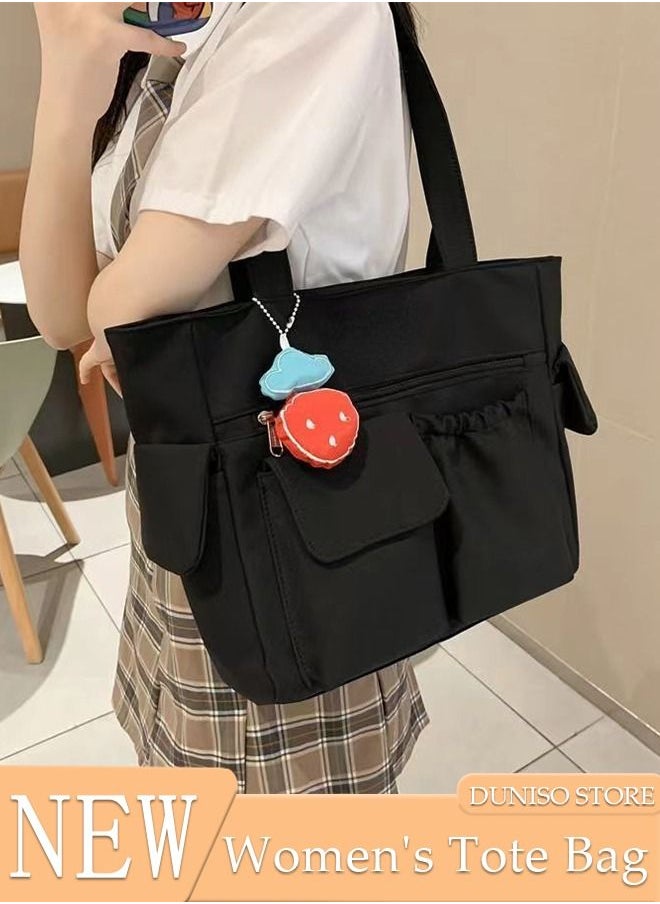 DUNISO - Women's Shoulder Tote Bag Canvas Handbag For Women Large Capacity Bucket Bag Fashionable Travel Messenger Shoulder Bag for Ladies Girls College Students - Image 1