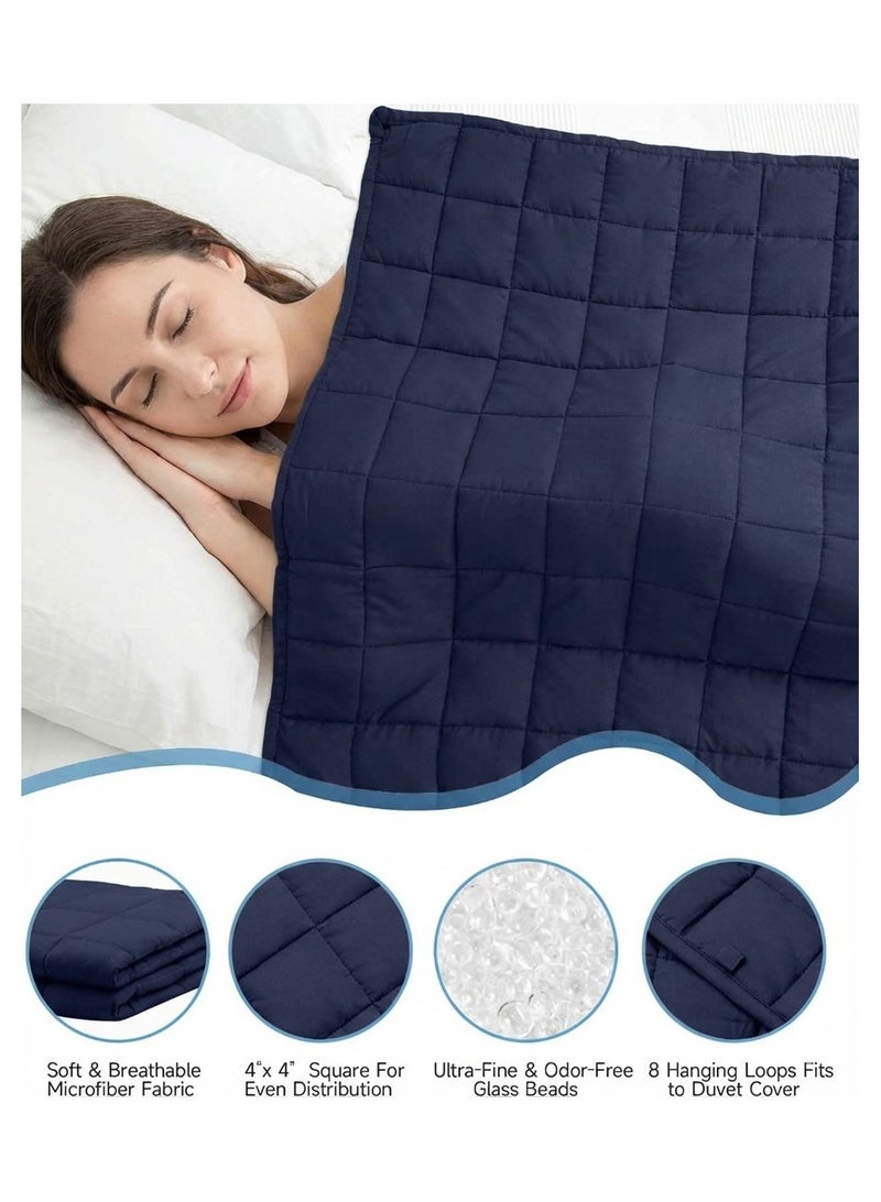 Fabienne Weighted Blanket 20lbs/9.1kg Single Size 152x203cm Adult Heavy Blanket Anxiety Relief Autism Therapy Insomnia Stress Relief Deep Pressure Gravity Blanket Navy Blue 60x80 Inch - Image 2