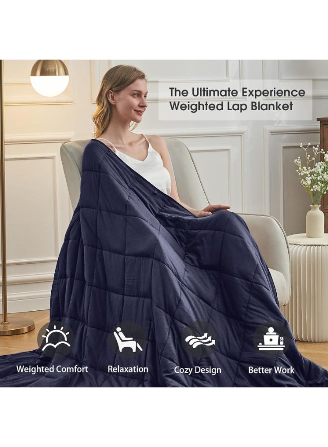 Fabienne Weighted Blanket 20lbs/9.1kg Single Size 152x203cm Adult Heavy Blanket Anxiety Relief Autism Therapy Insomnia Stress Relief Deep Pressure Gravity Blanket Navy Blue 60x80 Inch - Image 4