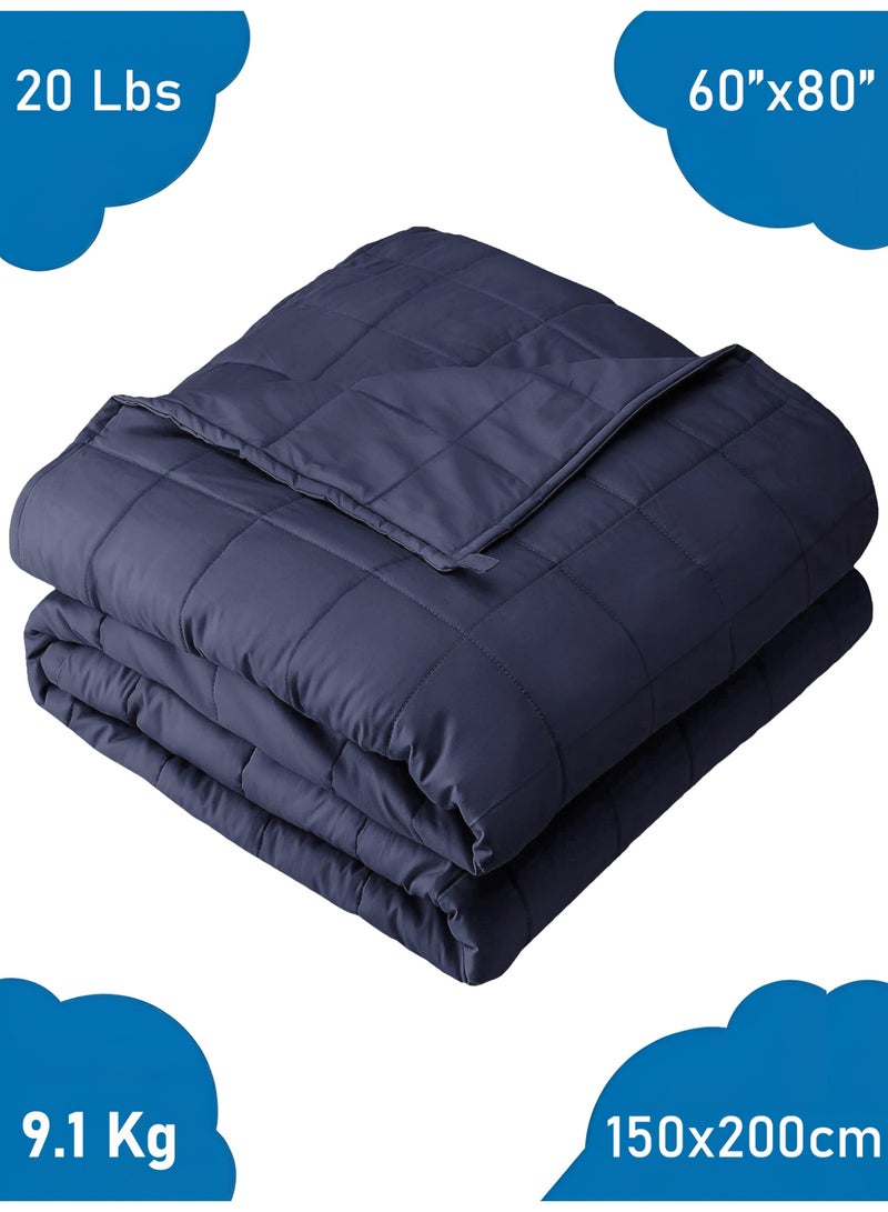 Fabienne Weighted Blanket 20lbs/9.1kg Single Size 150x200cm Adult Heavy Blanket Anxiety Relief Autism Therapy Insomnia Stress Relief Deep Pressure Gravity Blanket Navy Blue 60x80 Inch - Image 1