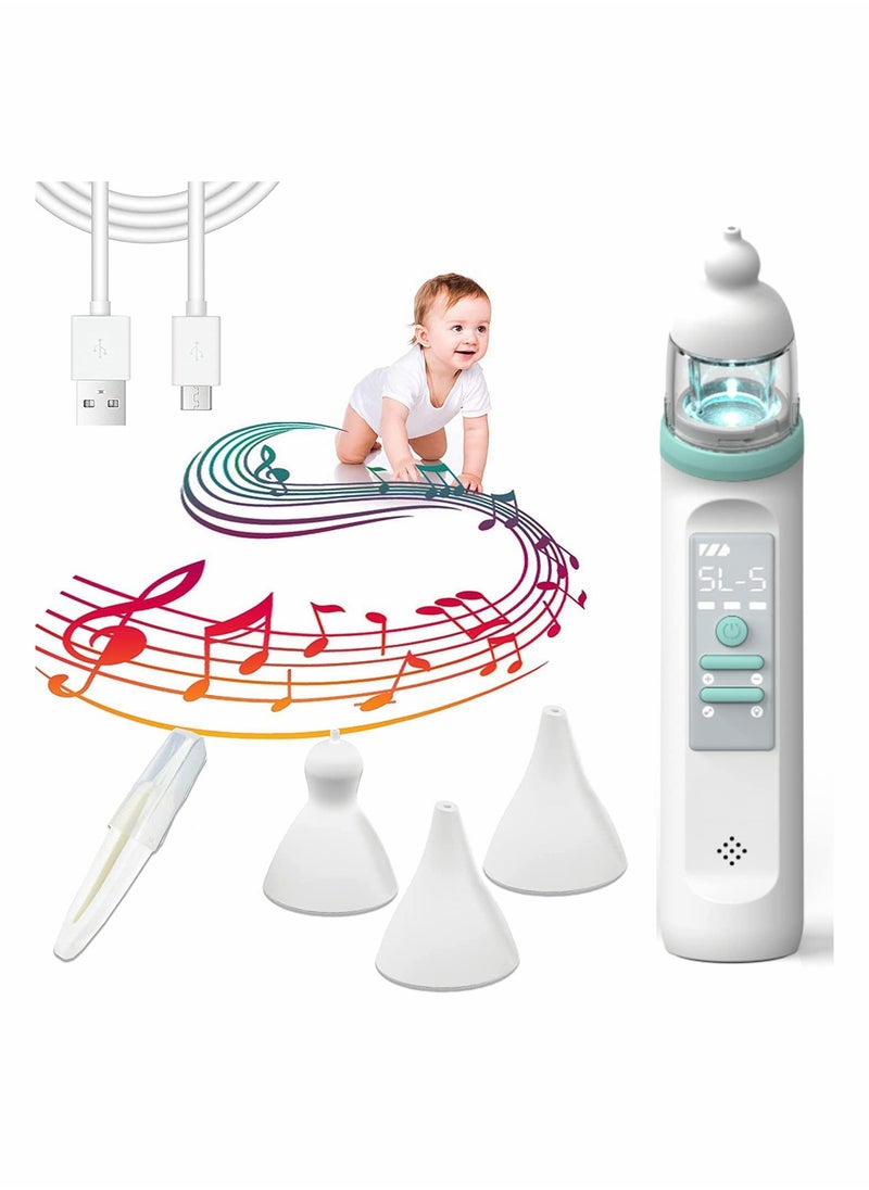 SYOSI - Baby Nasal Aspirator With 3Pcs Silicone Nose Tips, 5 Levels, Music and Light Soothing Function Rechargeable Portable For Newborns Toddlers Clear Nasal Congestion - Image 1