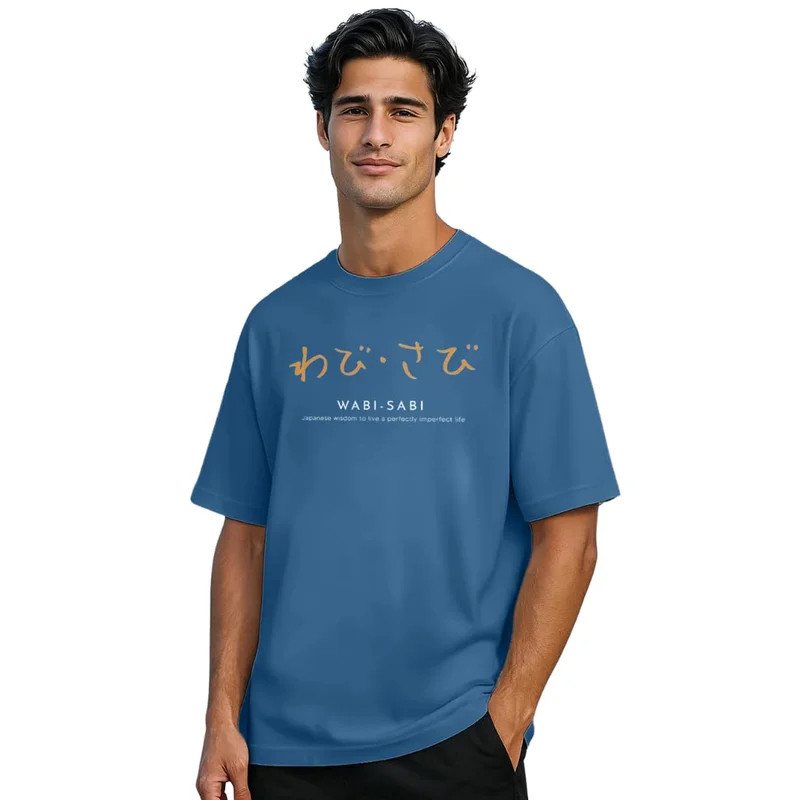 NOBERO Cotton Oversized T-Shirt for Men in Blue