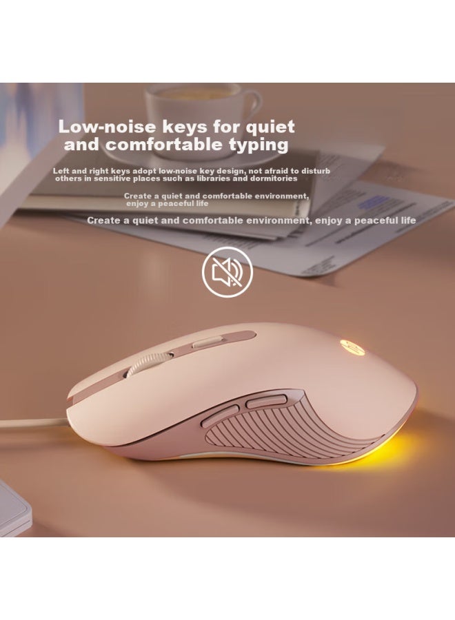 HP M280 Wired Gaming Mouse With Rgb Lighting Macro Programming For Esports Gaming Mouse For Laptop Desktop Mouse Lol Chicken Mouse Milk Tea Color Light Sound - Image 5