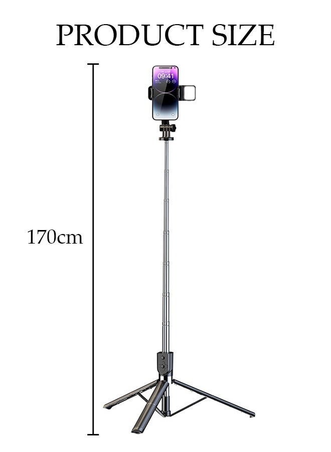 DUNISO Selfie Stick, All-in-1 Extendable Cell Phone Tripod Stand,360° Rotate Phone Tripod with Wireless Remote Shutter and Fill Light,Group Selfies/Live Streaming/Video Recording Compatible with All Phones - Image 2