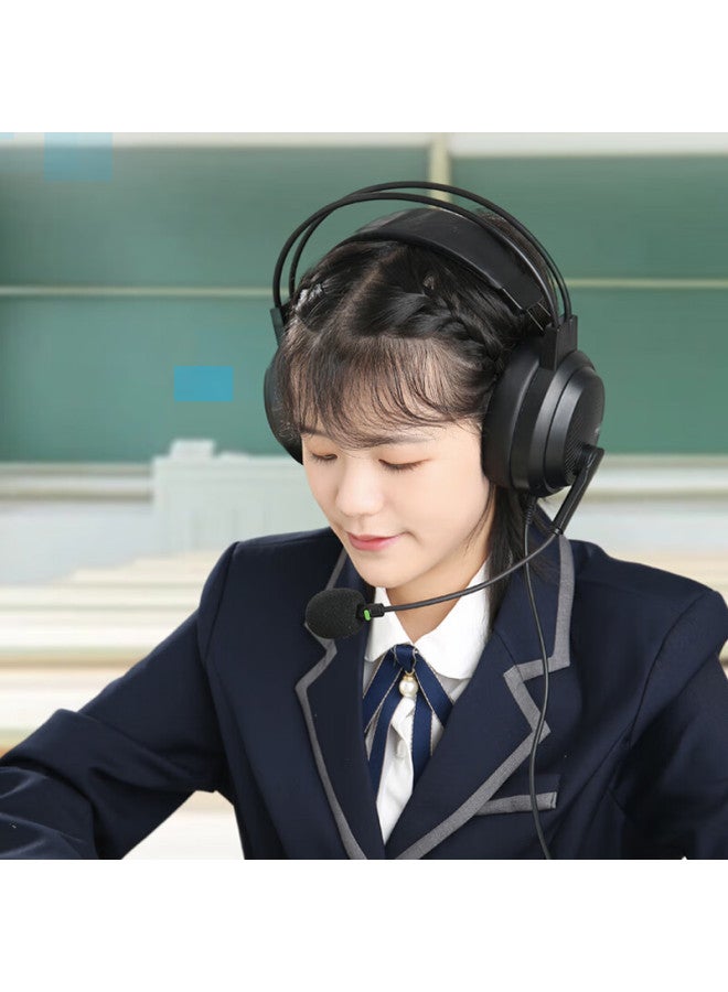 Danyin D5000 English Listening And Speaking Exam Headphones With Microphone, Wired Over-ear Design For Training, Middle And High School Students, Human-computer Dialogue, Speech Recording, Earphones With Microphone, Usb Interface - Image 1