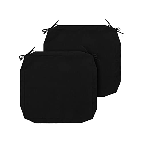 FUNHOME Outdoor Cushion Covers 22 x 20 x 4 inch,Set of 2,Replacement Seat Cushion Cover for Patio Furniture Chair,Water Resistant,Fade-Resistant Slipcover Only,No Insert(Black) - Image 1