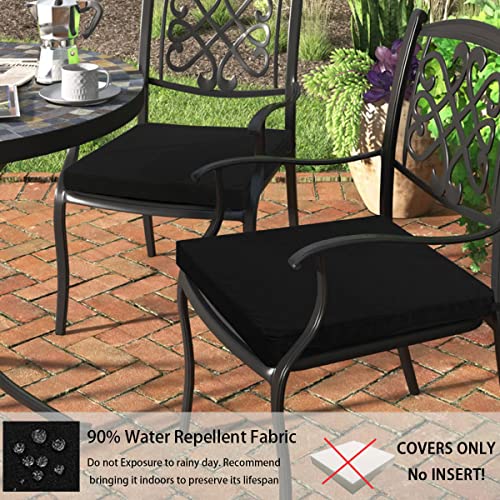 FUNHOME Outdoor Cushion Covers 22 x 20 x 4 inch,Set of 2,Replacement Seat Cushion Cover for Patio Furniture Chair,Water Resistant,Fade-Resistant Slipcover Only,No Insert(Black) - Image 5