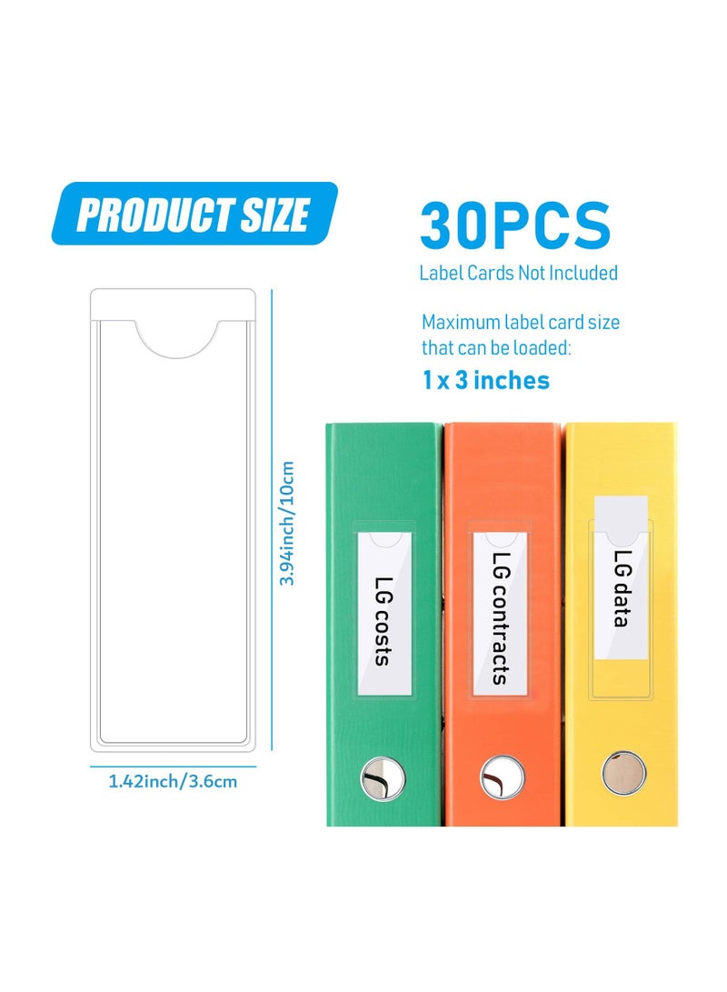 KASTWAVE جيوب بطاقات الفهرس ذاتية اللصق مع الجزء العلوي مفتوح للتحميل - حامل بطاقات مثالي لتنظيم وحماية بطاقات الفهرس الخاصة بك - بلاستيك شفاف للغاية، 1.42 × 3.94 بوصة، عبوة من 30 قطعة - Image 2