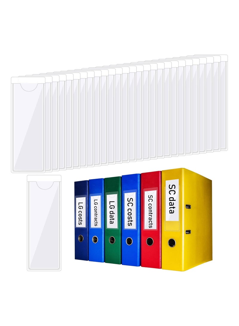 KASTWAVE جيوب بطاقات الفهرس ذاتية اللصق مع الجزء العلوي مفتوح للتحميل - حامل بطاقات مثالي لتنظيم وحماية بطاقات الفهرس الخاصة بك - بلاستيك شفاف للغاية، 1.42 × 3.94 بوصة، عبوة من 30 قطعة - Image 1