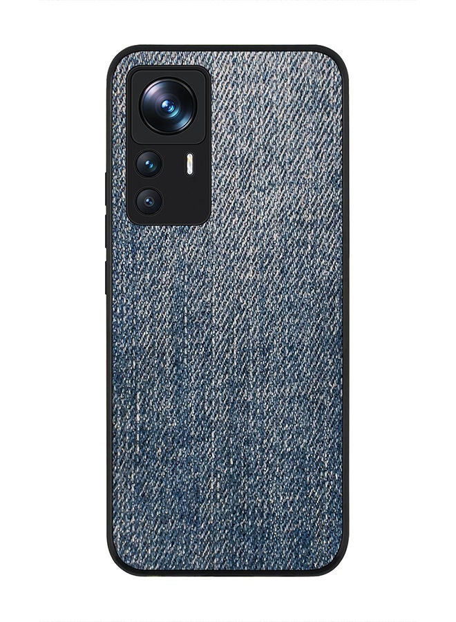 Stylizedd Rugged Black edge case for Xiaomi 12T/12T Pro Slim fit Soft Case Flexible Rubber Edges Anti Drop TPU Gel Thin Cover - Dark Denim Print - Image 1