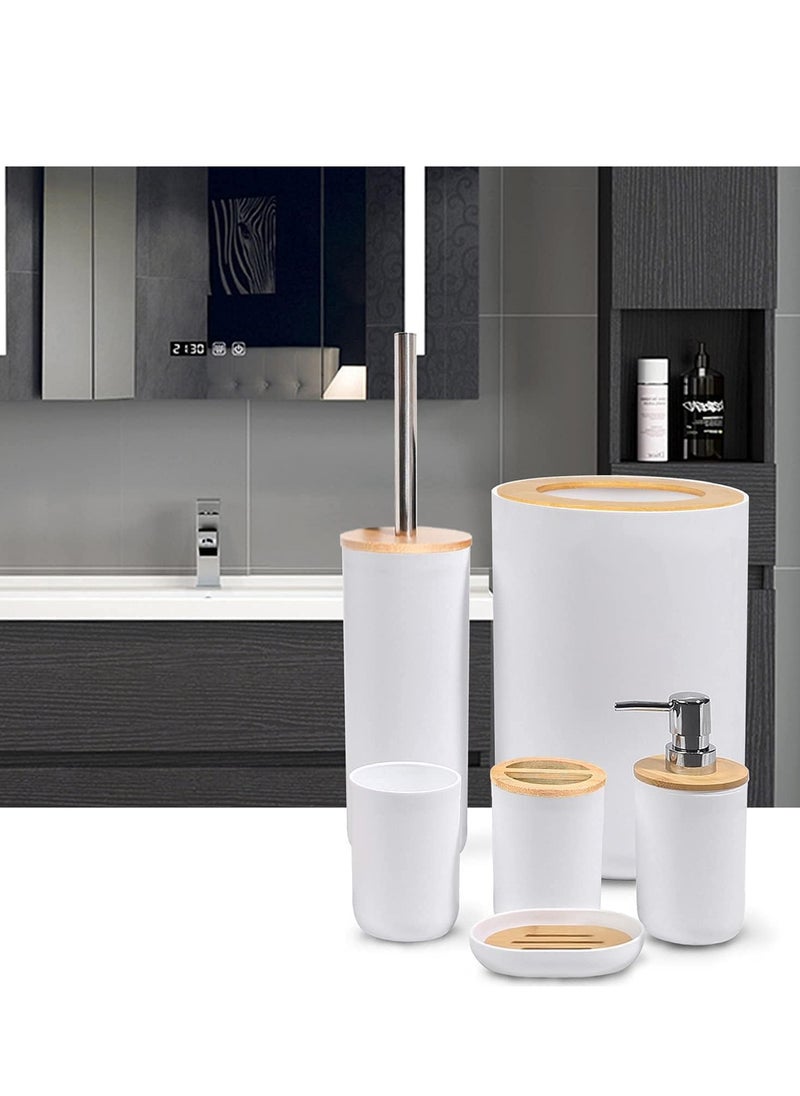 Generic Bamboo Bathroom Accessory Set Includes Soap Dispenser, Toothbrush Holder, Toothbrush Cup, Soap Dish for Decorative Countertop  - Image 2