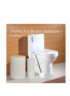 Generic Bamboo Bathroom Accessory Set Includes Soap Dispenser, Toothbrush Holder, Toothbrush Cup, Soap Dish for Decorative Countertop  - Image 3